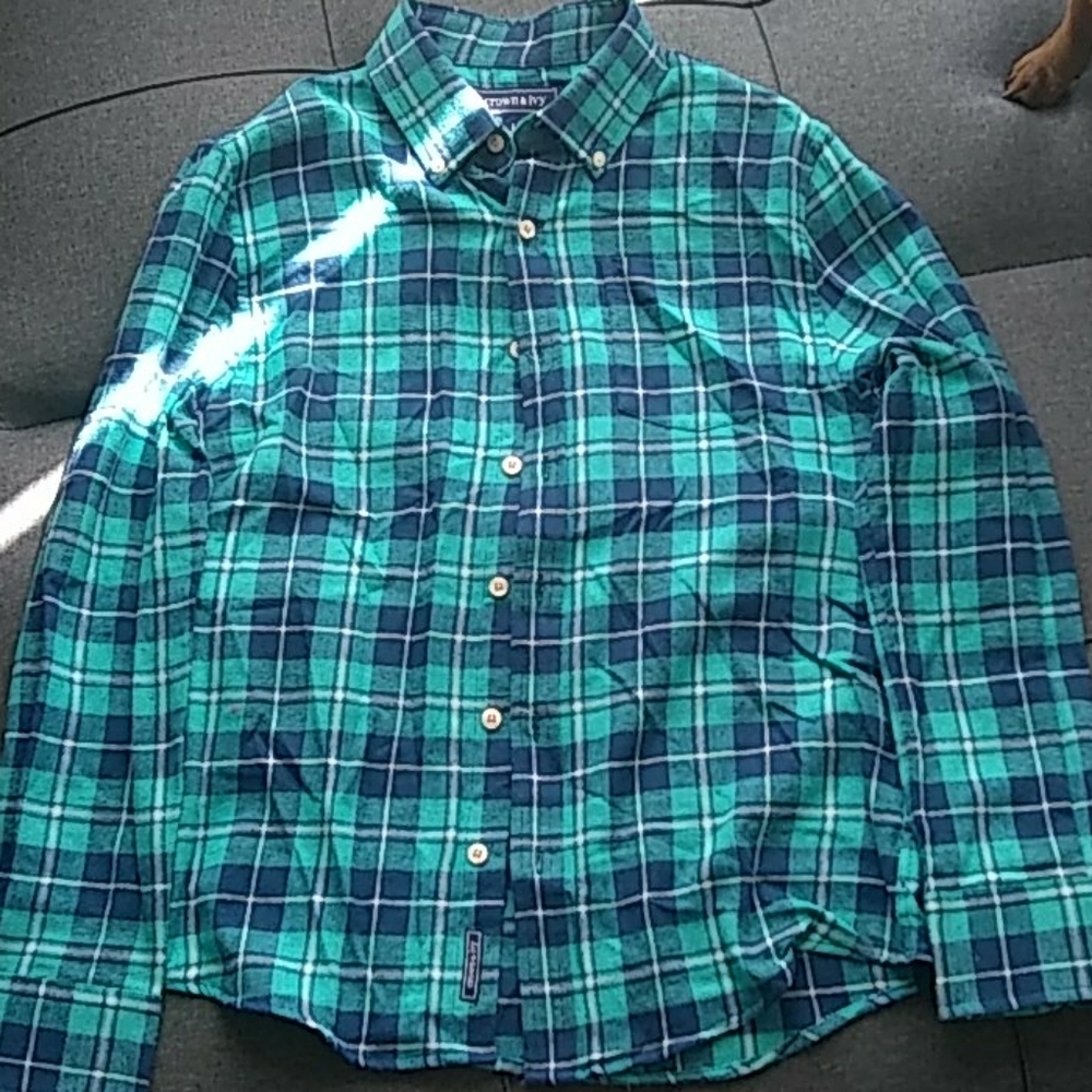 Crown and Ivy boys sz L plaid shirt